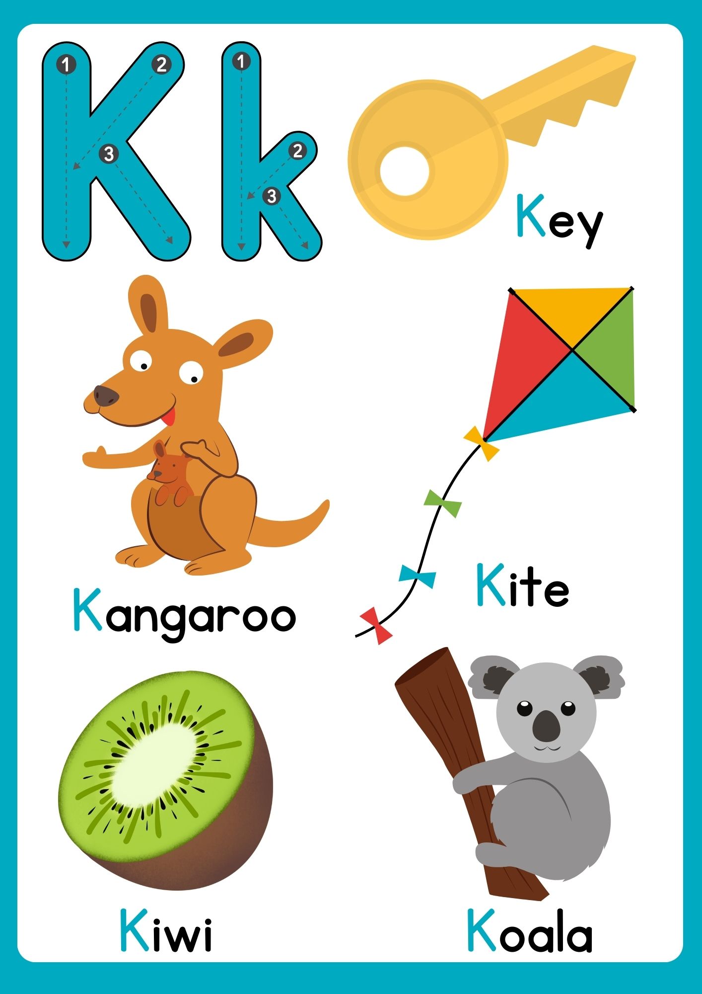 Letter k Group 3 Flashcard with Words